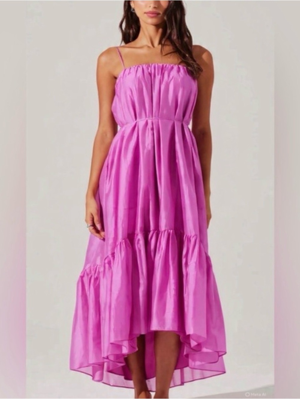 ASTR The Label Elisha Pink Maxi Dress NWT Sheer Tiered Flowy Romantic Summer L